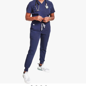 Mint Lenora Versatile Two Pockets Scrub Top (with Hidden Third‎ Pocket) - Navy